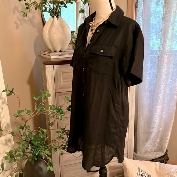 NWT | J CREW Linen Utility Shirt Dress in Black - Picture 6 of 10